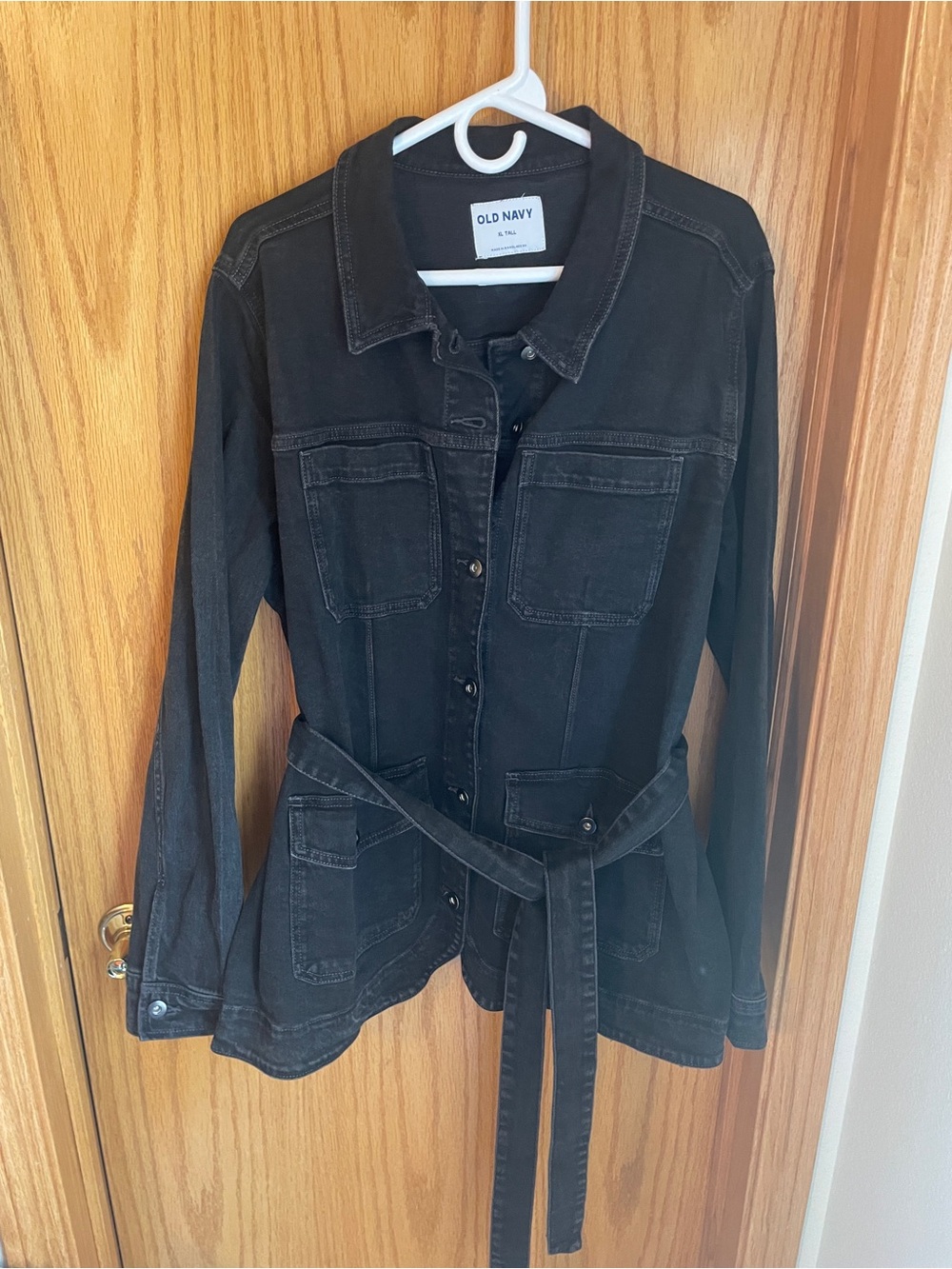 Old Navy Denim Utility Jacket, Belted, XL Tall, Black